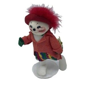 Annalee Christmas Snowman Woman In Colorful Dress Posable Mobilite 2002 Vintage